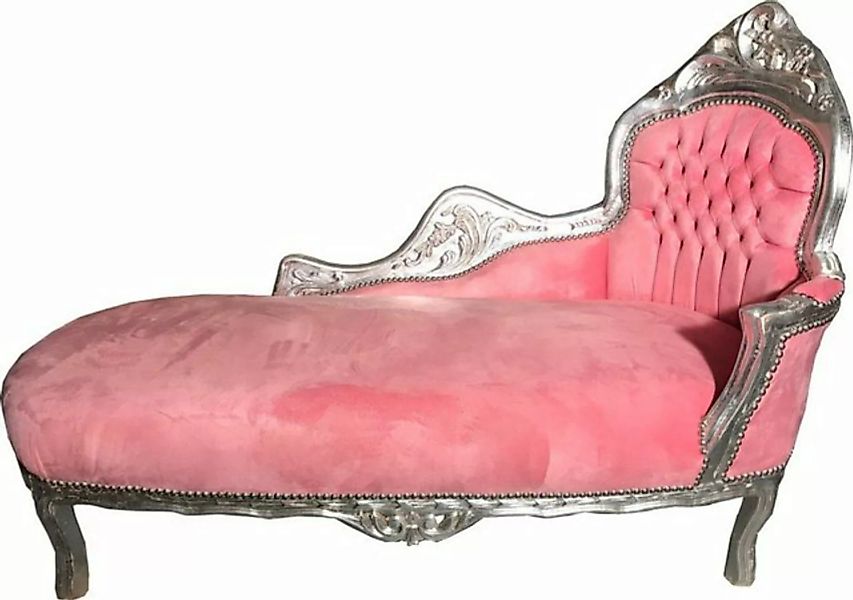 Casa Padrino Chaiselongue Barock Chaiselongue Rosa / Silber - Möbel Liege R günstig online kaufen
