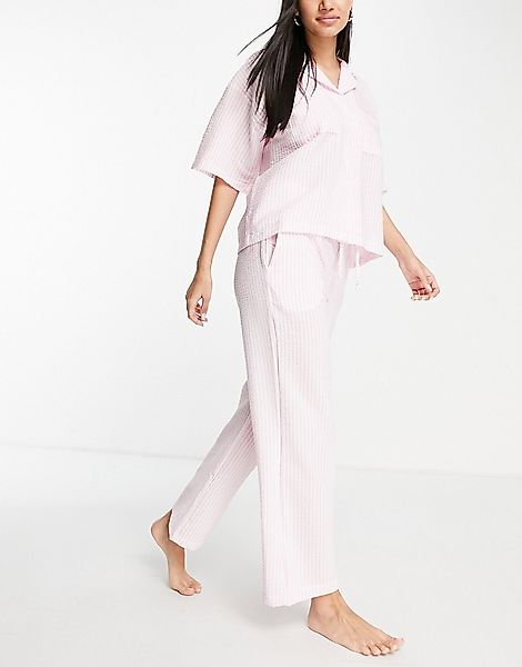 Topshop – Pyjamahose in rosa Vichykaromuster günstig online kaufen