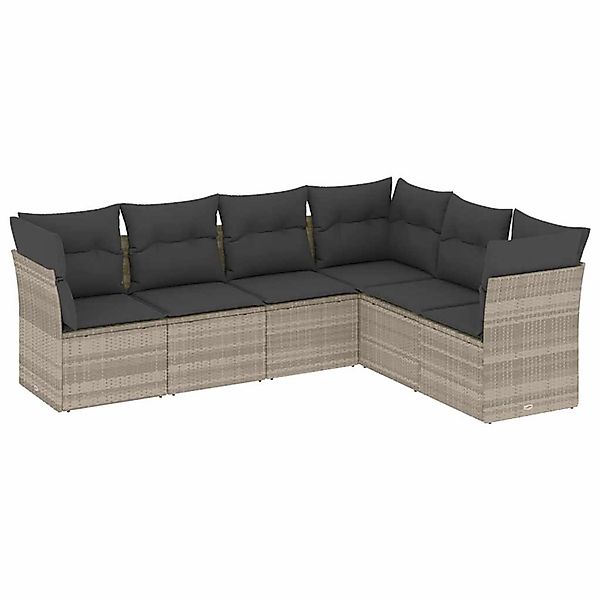 vidaXL 6-Tlg Garten-Sofagarnitur mit Kissen Hellgrau Poly Rattan 3217682 günstig online kaufen