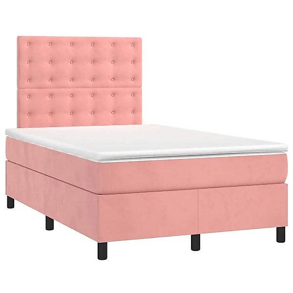 vidaXL Boxspringbett mit Matratze & LED Rosa 120x200 cm Samt 3136358 günstig online kaufen