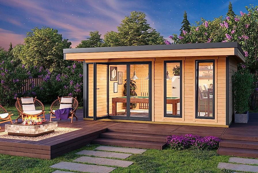 LASITA MAJA Gartenhaus "DOMEO 8 NATUR/ANTHRAZIT" Fundamentmass 5000 x 4000, günstig online kaufen