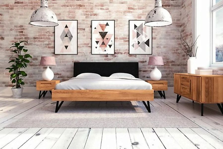 Natur24 Einzelbett Bett Rolo 1 in 80x200cm Kernbuche mit Polsterkopfteil in günstig online kaufen