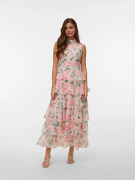 Vero Moda Maxikleid "VMFELICIA SL HIGHNECK RUF MAXI DRESS EXP" Kunstfaser günstig online kaufen
