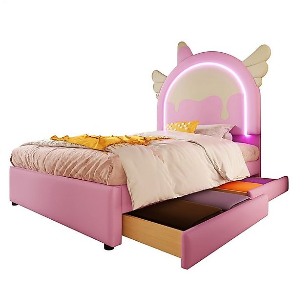 OKWISH Kinderbett Stauraumbett, Einhornform,Funktionsbett,kunstleder (Polst günstig online kaufen