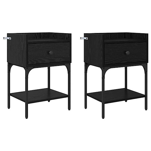 vidaXL Nachttisch 2 Stk Schwarz Eichen-Optik 40 x 29 x 60 cm 881831 günstig online kaufen
