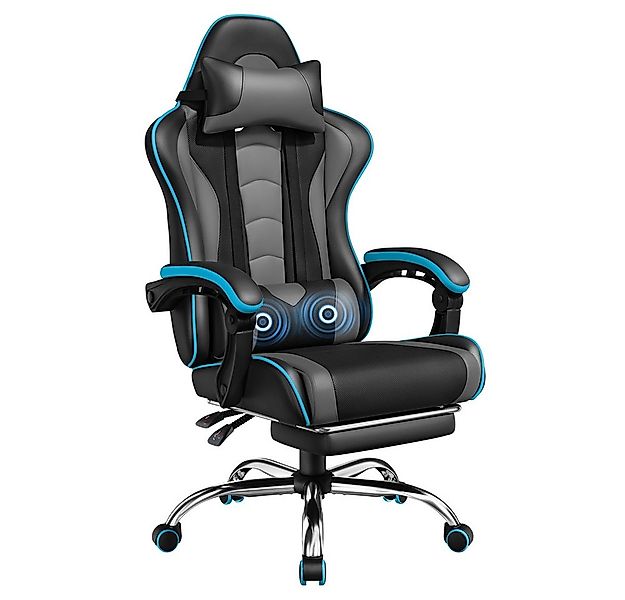 Yaheetech Gaming-Stuhl mit Massagefunktion & Kopfstütze & Fußstütze Ergonom günstig online kaufen