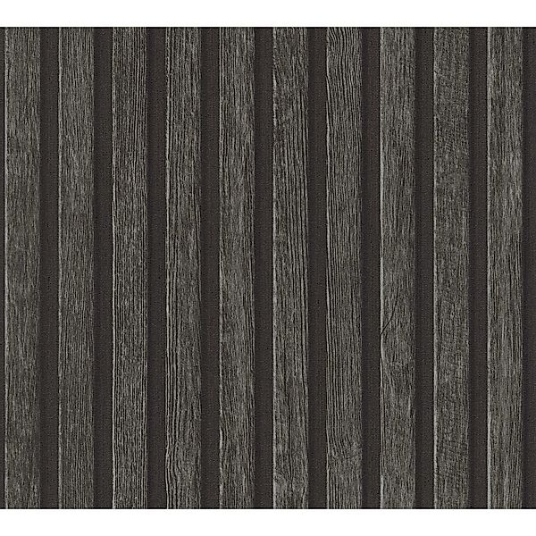 PROFHOME 391094-GU Holz Tapete Streifen Matt Anthrazit Grau Schwarz 0,53 m günstig online kaufen