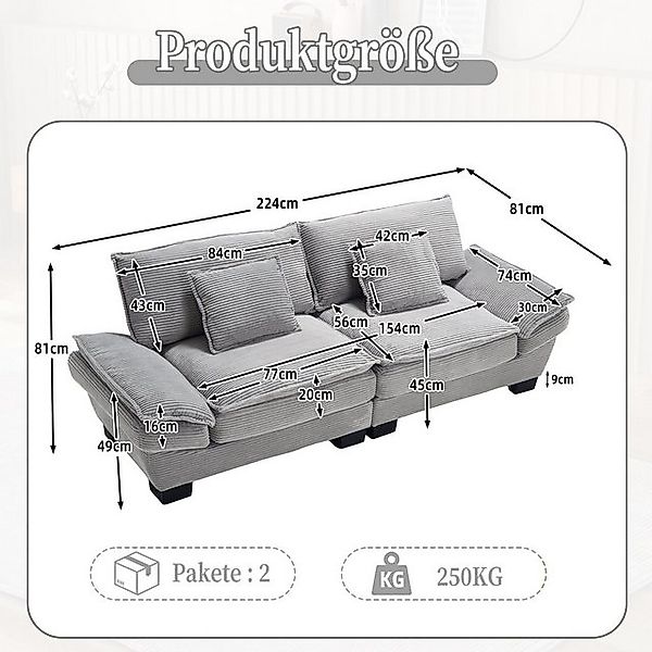 HAUSS SPOLE Schlafsofa Ecksofa wohnezimmer mit schlaffunktion, doppelsofa m günstig online kaufen