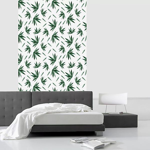 queence Vinyltapete »Tropische Blätter-Grün«, botanisch, 90 x 250 cm, selbs günstig online kaufen