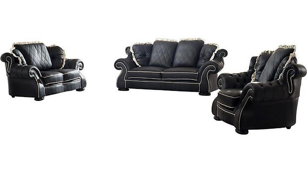 Salottini Polstergarnitur Chesterfield Sofagarnitur Dover Leder 3/2/1 Schwa günstig online kaufen