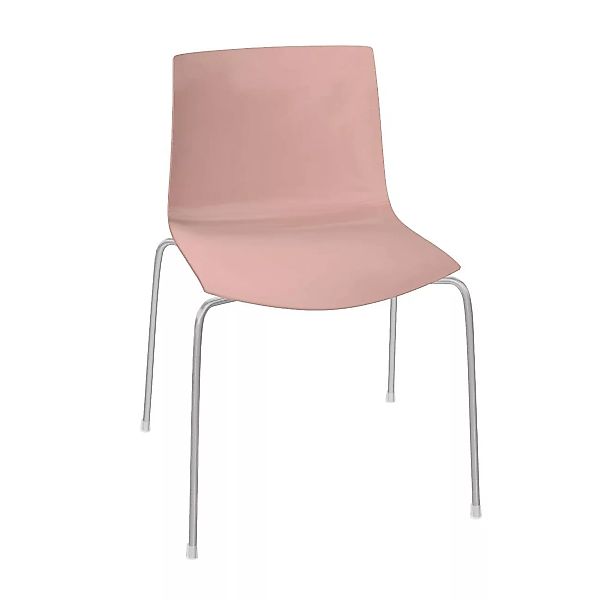 Arper - Catifa 46 Stuhl einfarbig Gestell Chrom - rosé/Außenschale glänzend günstig online kaufen