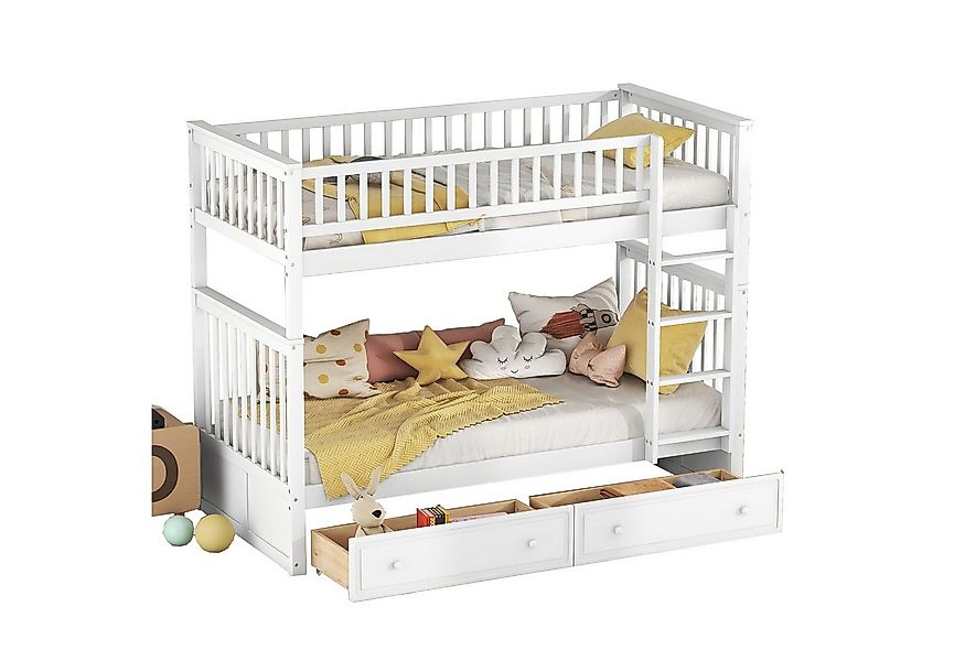 SOFTWEARY Etagenbett mit Lattenrost und Schubladen (90x200 cm), umbaufähig günstig online kaufen