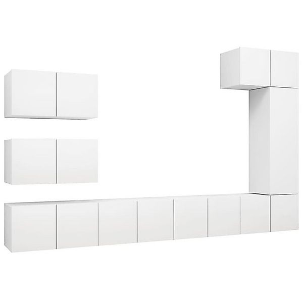 furnicato TV-Schrank 8-tlg. TV-Schrank-Set Weiß Holzwerkstoff (1-St) günstig online kaufen