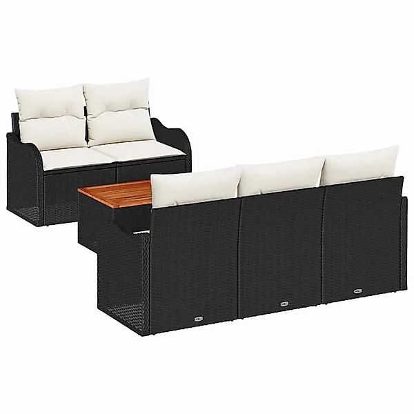 vidaXL Gartensofa-Set mit Speicher 6 Stk Schwarz und Creme Poly-Rattan 3356 günstig online kaufen