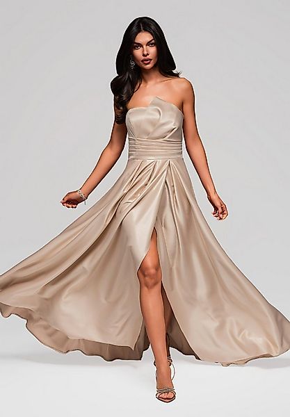 OMBRE Abendkleid Trägerloses Satinkleid mit hohem Schlitz günstig online kaufen