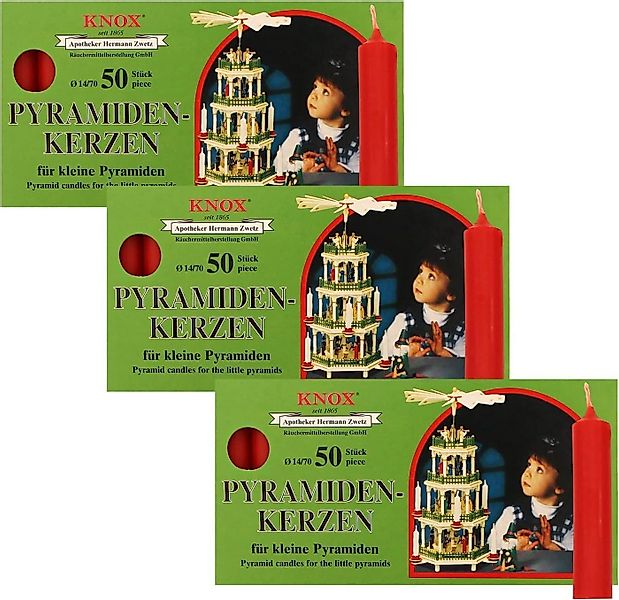 KNOX Adventskerze 3 Päckchen - Pyramidenkerzen Ø 14 mm Länge 74 mm - ROT - günstig online kaufen