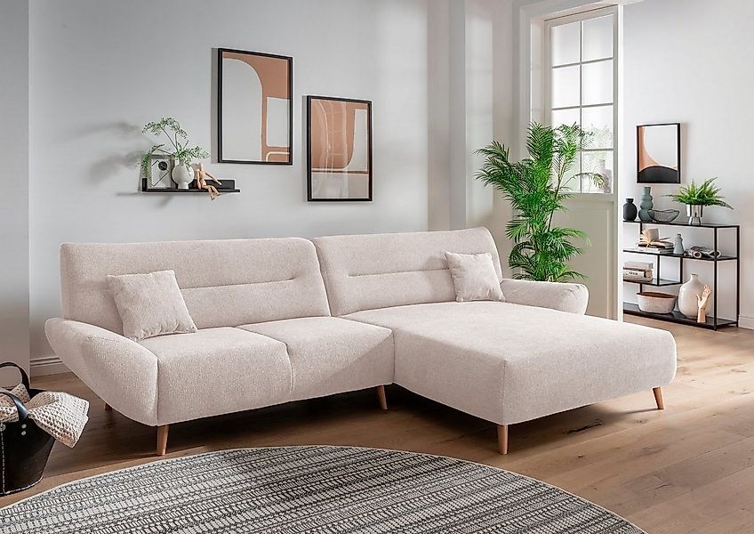 INOSIGN Ecksofa "Drago, elegant und zeitlos, komfortabel, Holzfuß, L-Form", günstig online kaufen
