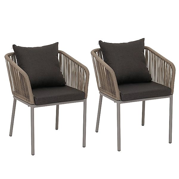 MCW Gartenstuhl N41 2er-Set Grau Kissen Dunkelgrau günstig online kaufen