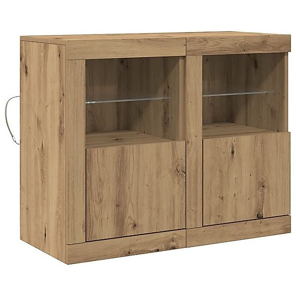 vidaXL Fächerschrank Seitenschränke mit LED-Lichtern 2 Stück Artisan Eiche günstig online kaufen