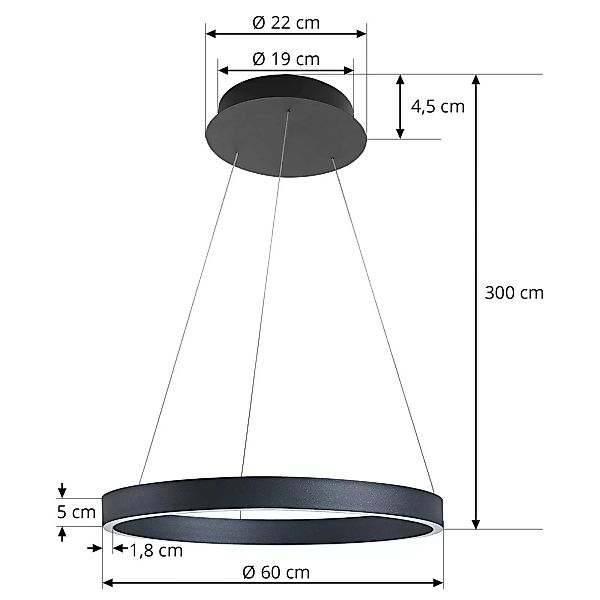 Arcchio Answin LED-Hängeleuchte 35,2 W schwarz günstig online kaufen