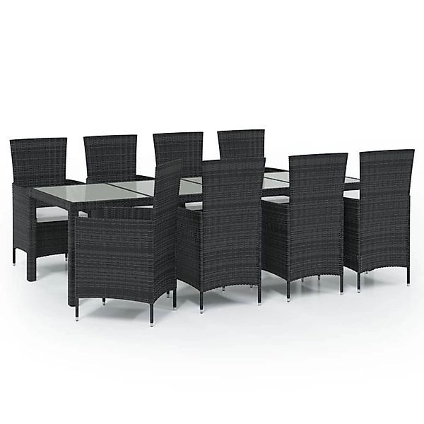 vidaXL 9-Tlg Garten-Essgruppe mit Kissen Poly Rattan Schwarz 3094831 günstig online kaufen