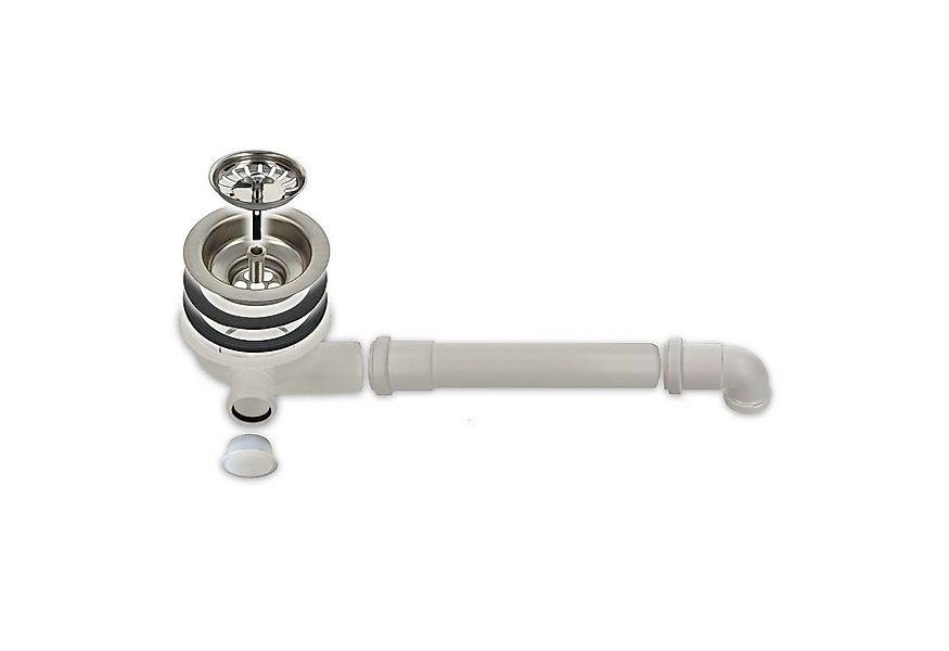 tecuro Siphon Spülen-Siebkorbventil Ø 114 mm (3 1/2 Zoll) mit Raumsparabgan günstig online kaufen