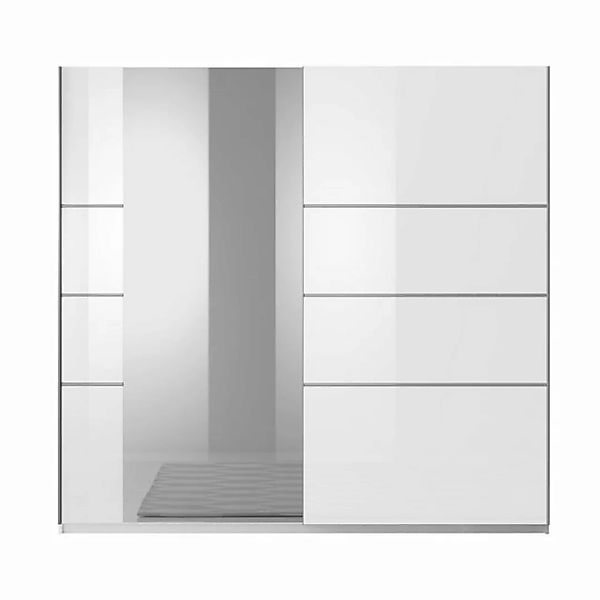 Kleiderschrank mit Spiegel BIRMINGHAM-83 in weiß mit Front in weiß Hochglan günstig online kaufen