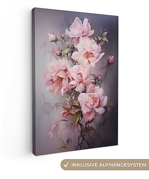 OneMillionCanvasses® Leinwandbild Rosen - Blumen - Rosa - Kunst - Aquarell, günstig online kaufen