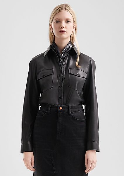 QS Langarmbluse Bluse in Lederoptik günstig online kaufen