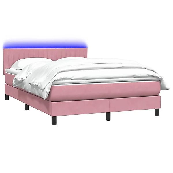 vidaXL Boxspringbett mit Matratze & LED Rosa 140x220 cm Samt 3317126 günstig online kaufen