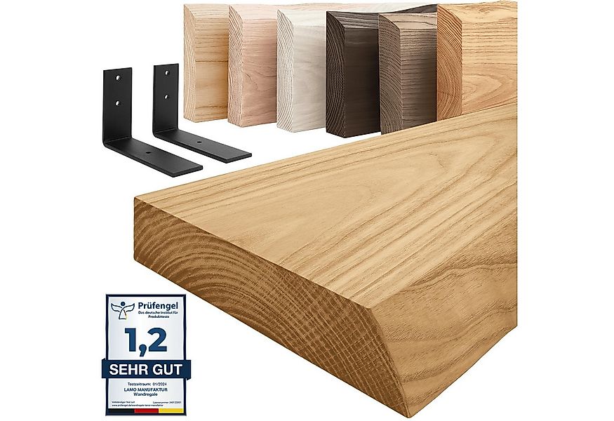 LAMO Manufaktur Wandregal Holz Baumkante Regal Farbe: Rustikal mit schwarze günstig online kaufen