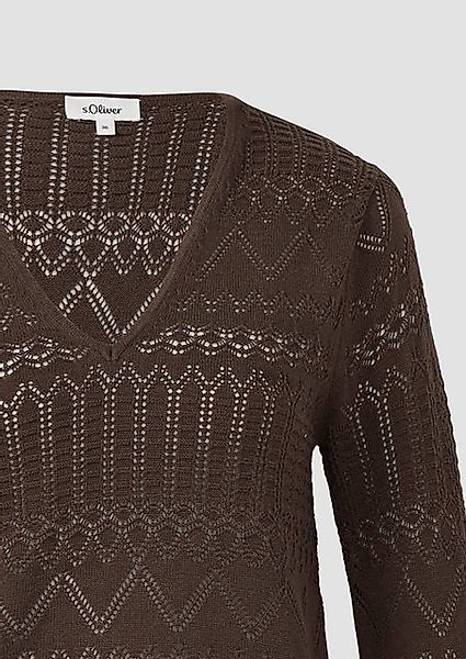 s.Oliver Strickpullover Ajour-Strickpullover mit 3/4-Ärmeln günstig online kaufen