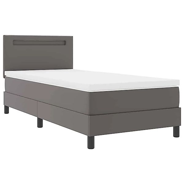 vidaXL Bettgestell mit Matratze Grau 90 x 190 cm Kunstleder 3339030 günstig online kaufen