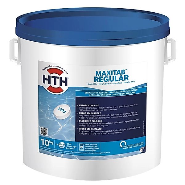 HTH 10 kg MaxiTab Regular 200g Chlor Tabletten Langsamlöslich Desinfektion günstig online kaufen