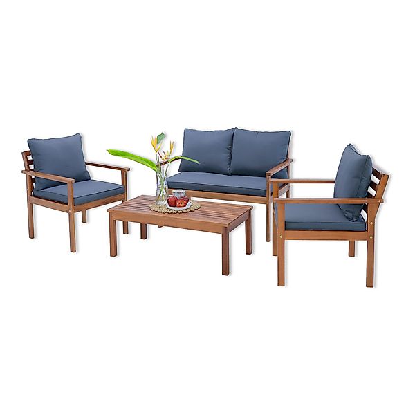 en.casa Gartenlounge-Set, (4-tlg., 1 Tisch, 2 günstig online kaufen