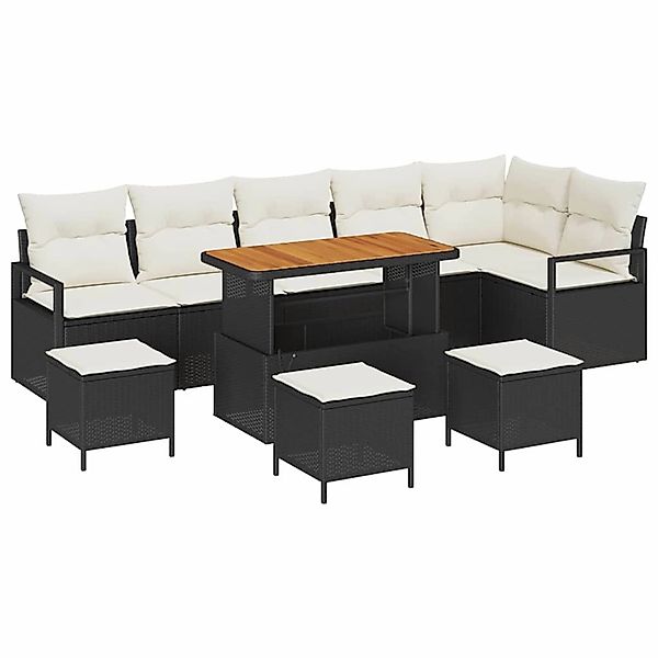 vidaXL Garten-Sofa-Set mit Kissen 10-Tlg Schwarz Poly Rattan 3362550 günstig online kaufen