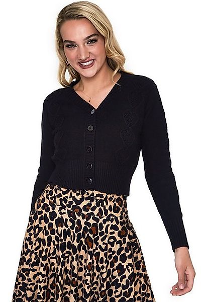 Voodoo Vixen Strickjacke Jazmine V Neck Knit Schwarz Retro Vintage Cardigan günstig online kaufen