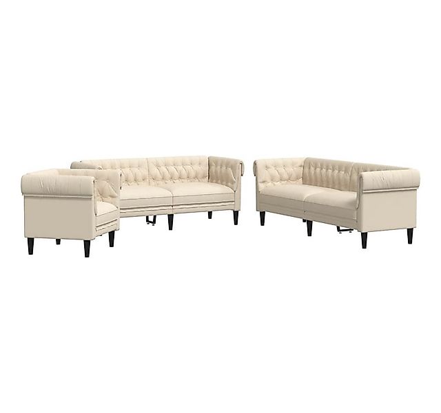 vidaXL Sofa 3-tlg. Sofagarnitur Creme Stoff günstig online kaufen