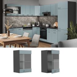 Vicco Glashängeschrank R-Line, Blau-Grau/Anthrazit, 40 cm günstig online kaufen