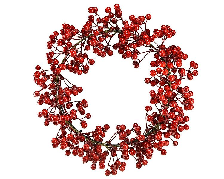 Winterliche Kunstpflanze Weihnachtskranz Künstliche Rote Beeren Dekokranz F günstig online kaufen