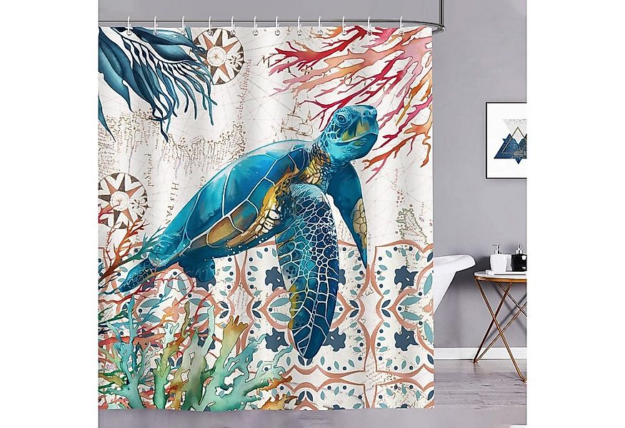 LuxusKollektion Duschvorhang Duschvorhang Meeresschildkröte Koralle Nautisc günstig online kaufen