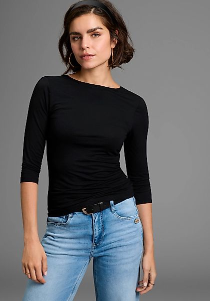Melrose Rundhalsshirt, 3/4-Ärmel, taillierter Schnitt, mit Spitzenkante günstig online kaufen
