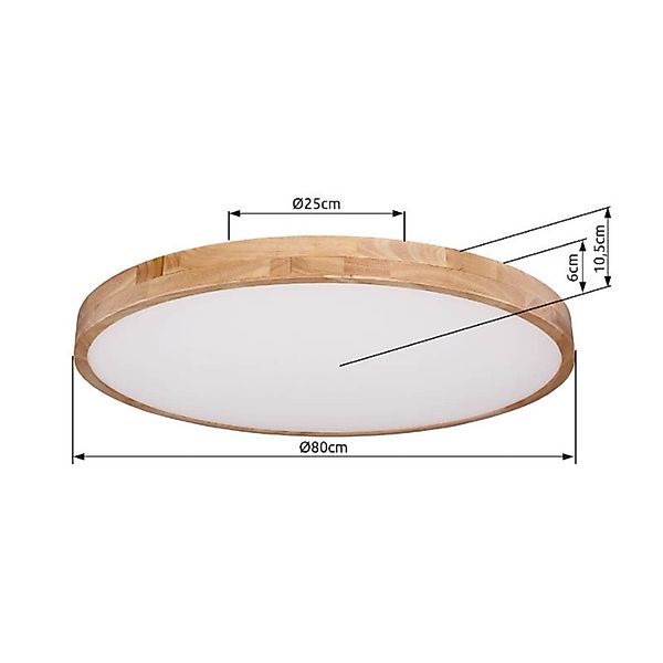 LED-Deckenlampe Rainer, Ø 80 cm, Holzoptik, Metall, CCT günstig online kaufen