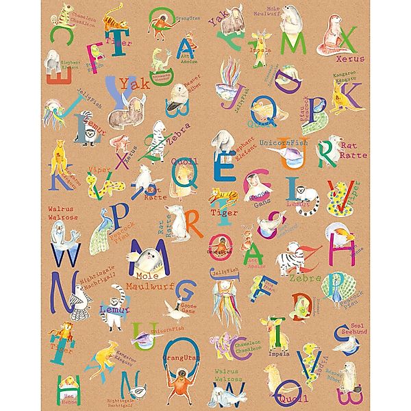 Sanders & Sanders Fototapete Tiere Alphabetisch Multicolor 200 x 250 cm 611 günstig online kaufen