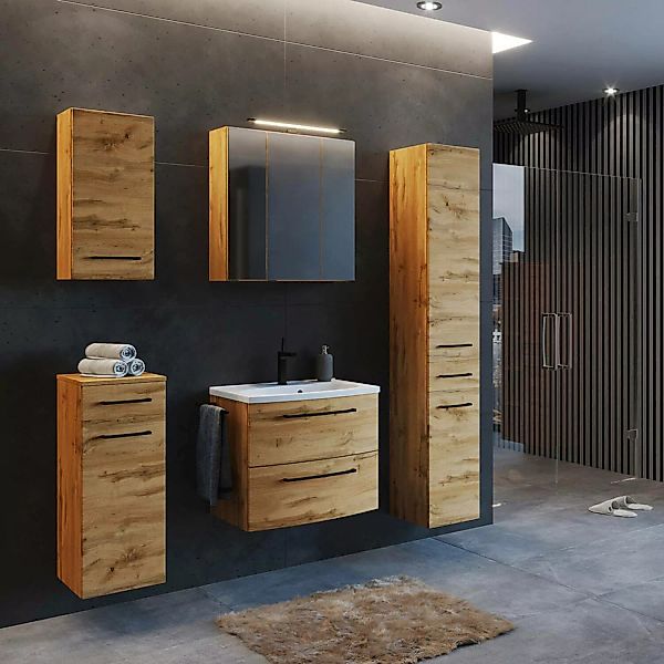 Badezimmermöbel Set in Wotan Eiche Nb. im Industrial Style MORISSON-03 mit günstig online kaufen