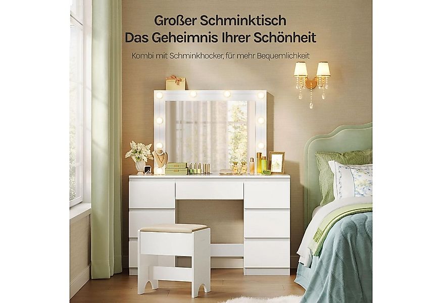 Woltu Schminktisch (1-St), mit Spiegel und LED-Beleuchtung, 7 Schubladen günstig online kaufen