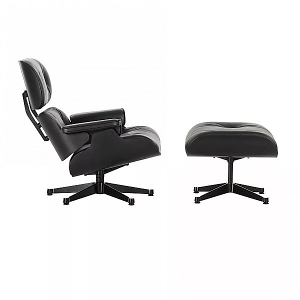 Vitra - Eames Lounge Chair Sessel & Ottoman - schwarz nero/Bezug Leder Prem günstig online kaufen