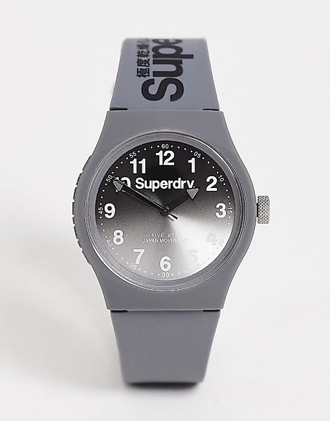 Superdry – Uhr mit Silikonarmband in Grau mit Farbverlauf günstig online kaufen