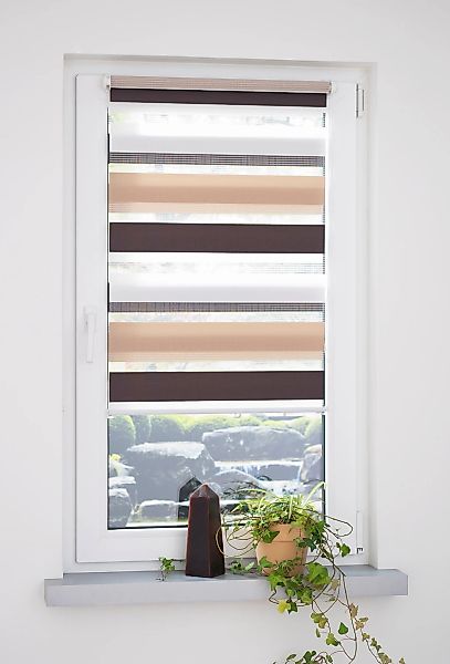 Liedeco Doppelrollo "dreifarbig" Lichtschutz ohne Bohren günstig online kaufen