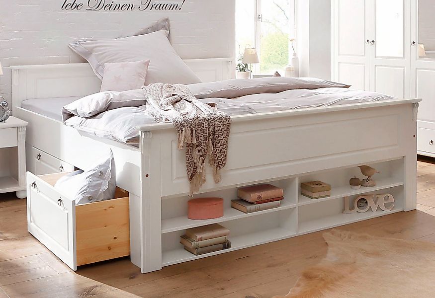 OTTO home Massivholzbett "Tessin, Stauraumbett, Landhausstil, Schubladen op günstig online kaufen
